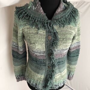 Kate Hill petite green ombré fringe sweater